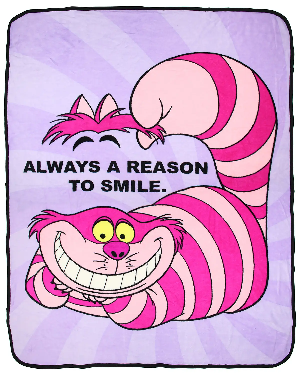 Disney Alice in Wonderland Cheshire Cat Vivid Print Polyester Micro Raschel Fleece Throw Blanket - Soft Touch, 46" w x 60" l (116cmx152cm), Multicolor, One Size, Everyday Use, Machine Dry Gentle Cycle, Home Decor for Fans