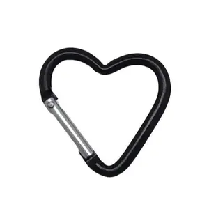 Heart Shaped Carabiner with Snap Clip Hook KeyChain 1 5/8 x 1 3/4 x 1/8" heart keychain woman key perfect gift