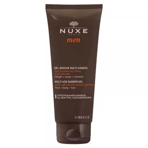 Nuxe Men Multi-Use Shower Gel 200ml - Gentle Foaming Gel with Extracts of Oak & Charm for Face, Body & Hair Cleansing