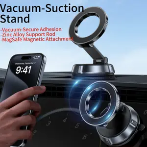 Metal Vacuum Suction Magsafe Phone Holder - Hands-Free for Car, Kitchen, Bathroom, Window