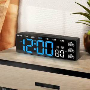 7" Digital Led Alarm Desk Clock with Medication Reminders, Big Digits, Date, Temperature, DST - Christmas Birthday Gift for Elderly Grandma Grandpa, Home Decor for Living Room, Bedroom, Kitchen Light Adjustable