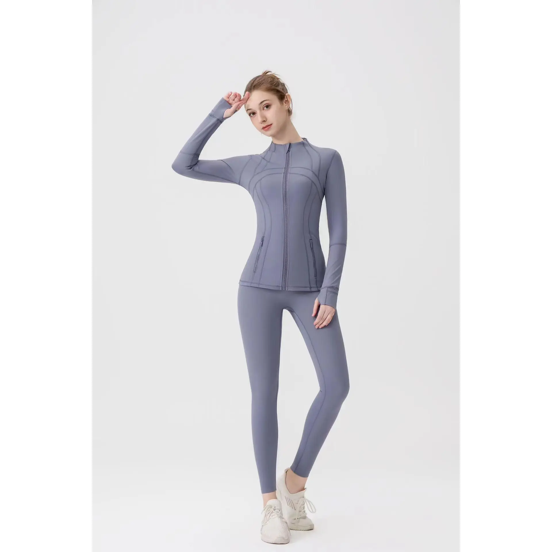 Blue gray yoga pants+jacket original lab