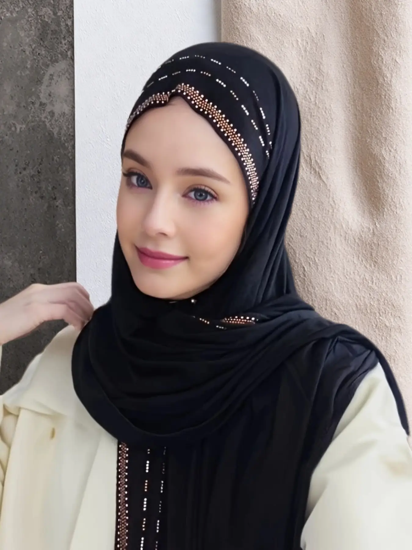 Women's Modal Sweat Towel Headscarf, Hijab Scarf, Muslim Fashion,High Elasticity Diamond Scarf, Plain Color Hair Wrap, Ladies Fashion Accessory