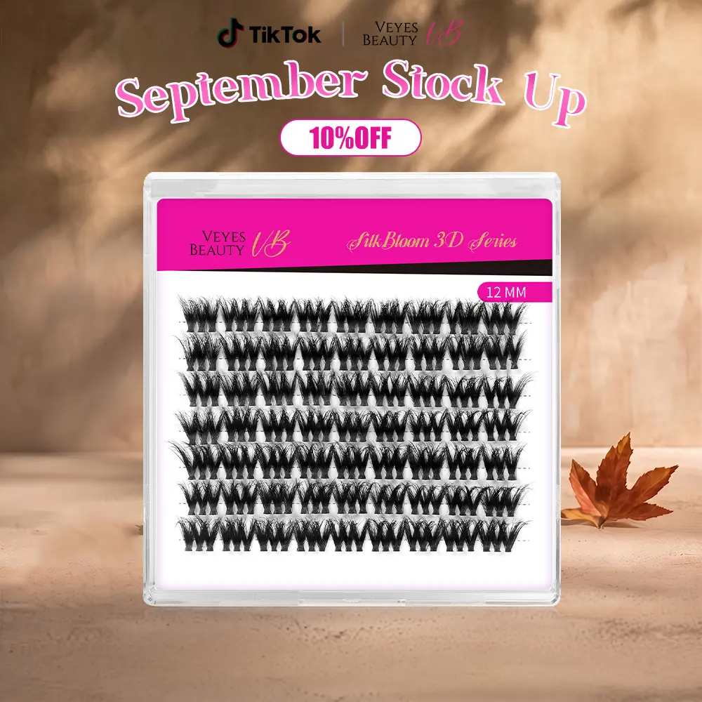 VEYESBEAUTY VB-Muse Single Length Makeup Lash Clusters, Invisible Band Natural Wispy Fluffy Volume Eyelash Extension