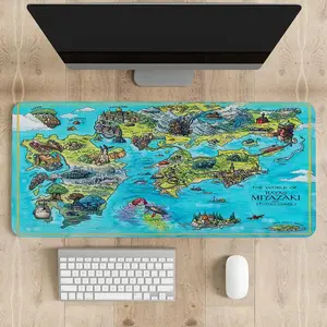Everything's Ghibli Studio Accessories Store - 10 Special Designs Ghibli Inspired Desk Mat Kawaii Studio Ghibli Office Decor Perfect Gift for Fans Non Slip Durable Hemmed Edges Multifunctional Vibrant Print Easy to Clean