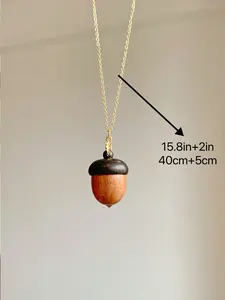1pc Fashionable Creative Acorn Pendant Necklace, Opening Design, Creative Gift