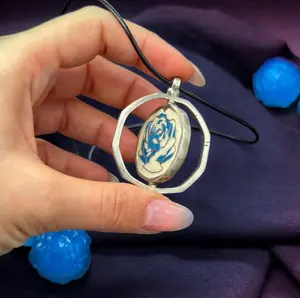 Arcane Ekko & Powder Silver-Plated Necklace, Blue Rose Pendant Gift, Unique Jewelry for Fans, League of Legends Gift, Arcane Gift