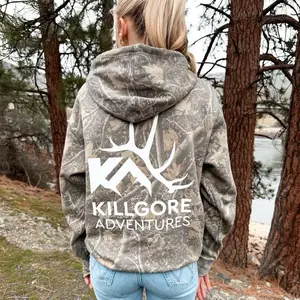 Killgore Adventures KA Camo Hoodie - Unisex Camouflage Hooded Sweatshirt with Antler Logo and Hood
