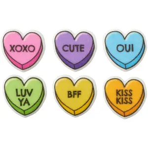 Edible Decorations Conversation Candy Hearts 6ct