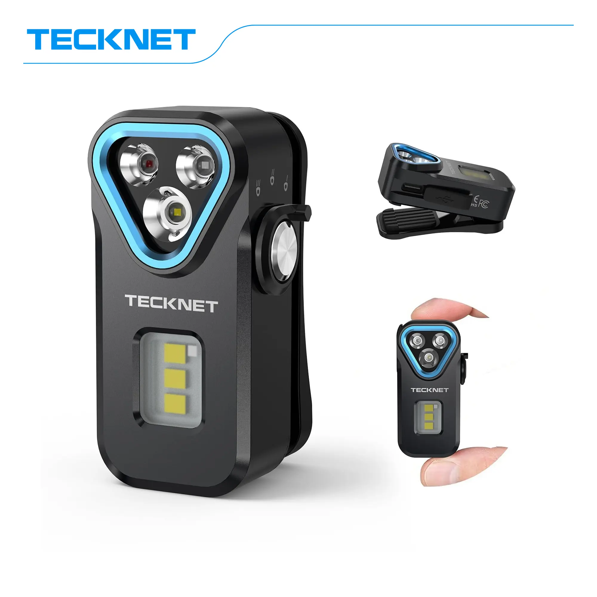 TECKNET Rechargeable EDC Clip-on Flashlight for Adults, 650 Lumens Pocket Light with 7 Modes, Magnetic, IPX6 Waterproof, 4 Separate Bulbs, 2.24 x 1 x 1.1 Inches, Backpack & UV Lamp Compatible for Outdoor/Home Emergencies (Black)