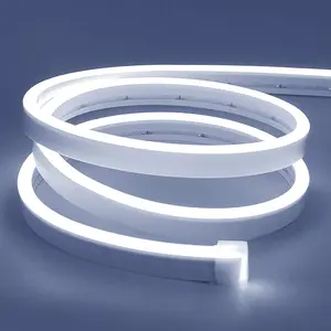 White Led Strip Lights, 16.4ft/5m Neon Light Strip, 12V Flex Waterproof Neon LED Strip Silicone LED Neon Rope Light for Kitchen Bedroom Indoor Outdoor Decoration(Power Adapter not Included