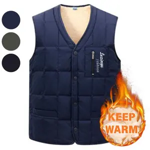 Fleece Vest Men's Thickened Cotton Vest for Middle-aged and Elderly - Warm and Comfortable Polyester Material for Daily Use