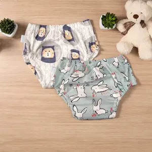 Baby Potty Training Pants, Adjustable & Gentle Skin-Friendly, Cute Animal Cartoon Design, Leak-Proof Cloth Diaper Trainers