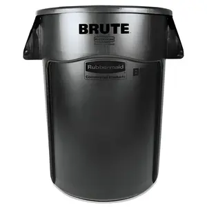 Vented Round Brute Container, 44 gal, Plastic, Black