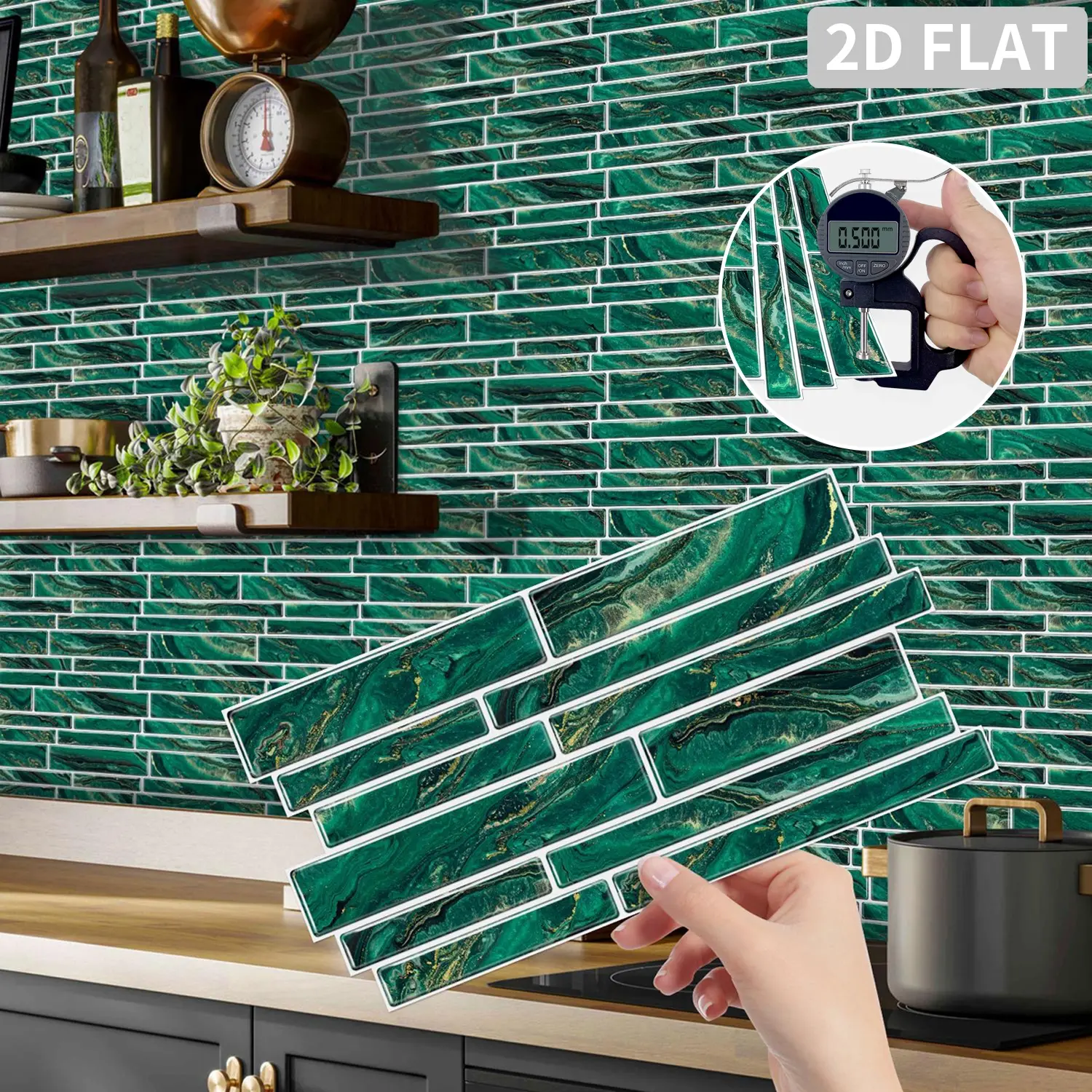 Instant Upgrade Marble Self-Adhesive Tiles 2D, Waterproof Oil-Resistant, No Tools Needed, Ideal for Rental Home Wall Decor