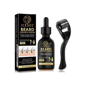 ICESEE Beard Growth Kit - 0.25mm Derma Roller + Biotin Serum for Thicker Fuller Beard & Hair, Perfect Men’s Grooming Gift-B