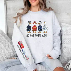 Silly Goose Emergency Department Sweatshirt & Long Sleeve Tee No One Fights Alone 911 Dispatcher Police Firefighter Nurse Wee Woo Wee Woo Shirt Operator Gift