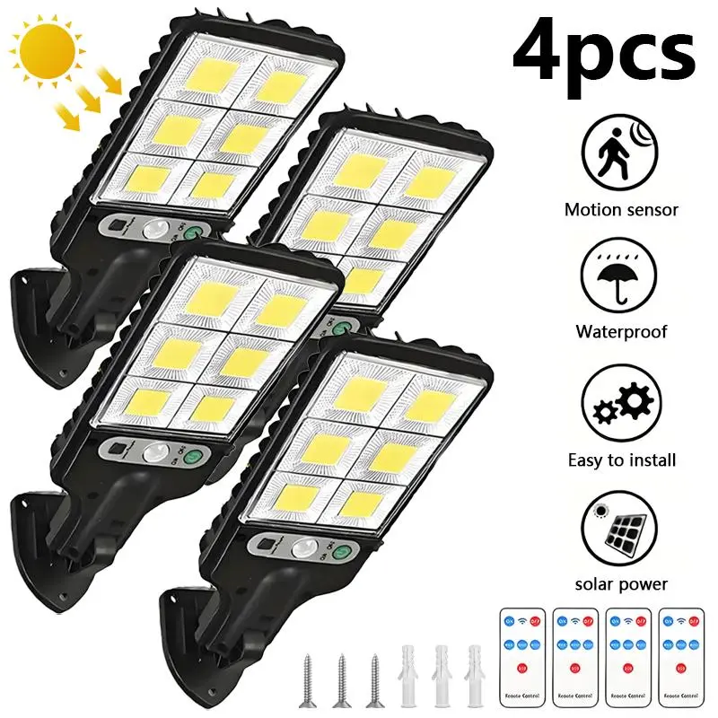 【SummerVibes】450000-Lumen Solar Street Light, Outdoor LED Motion Sensor Security Wall Lamp with 3 Modes, IP65 Waterproof Remote Control Solar Lights for Garden, Unique Christmas Gift