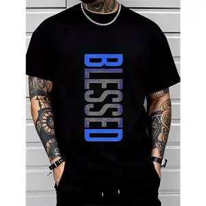Men's Plus Size Casual Crew Neck T-Shirt - Geometric-Pattern, Smooth Cotton Knit Fabric, Medium Stretch - Short Sleeve Tee for Leisure & Everyday Wear |       Breathable Comfort Fit |       Machine Washable Crewneck Classic.