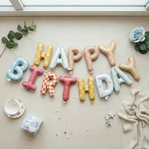 32 Holiday Gifts 15 16 Macaron Letter Balloon Set, "Happy Birthday" Aluminum Film Balloon Set, Suitable for Kids, Girls, Boys, Adult Birthday Party Decorations for Men