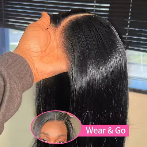 9x6 Glueless Wig Straight Human Hair Wigs Pre Cut 5x5 Lace Closure Wig Bone Straight Lace Front Wigs Human Hair For Women Nature Black Wear Go Lace Wig Pre Plucked Nature Hairline Daily Wear