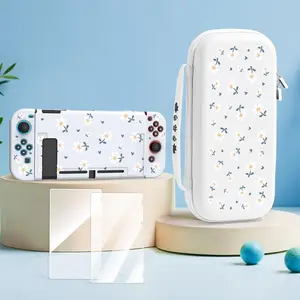 3-in-1 Switch Accessories, Including Portable Storage Bag & Switch Protective Case & 2 Tempered Films, Large Capacity Travel Storage Bag, Game Console Accessories