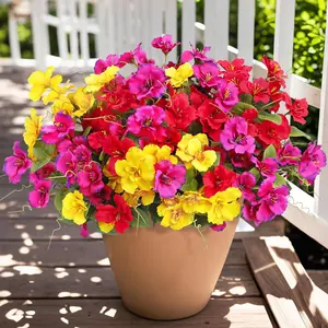 Artificial Hibiscus Flower, 12pcs/set Faux Silk Flower Bouquet, UV Resistant Fake Plant for Garden Porch Patio Vase Box Planter Indoor Outdoor Home Decor, Fruit