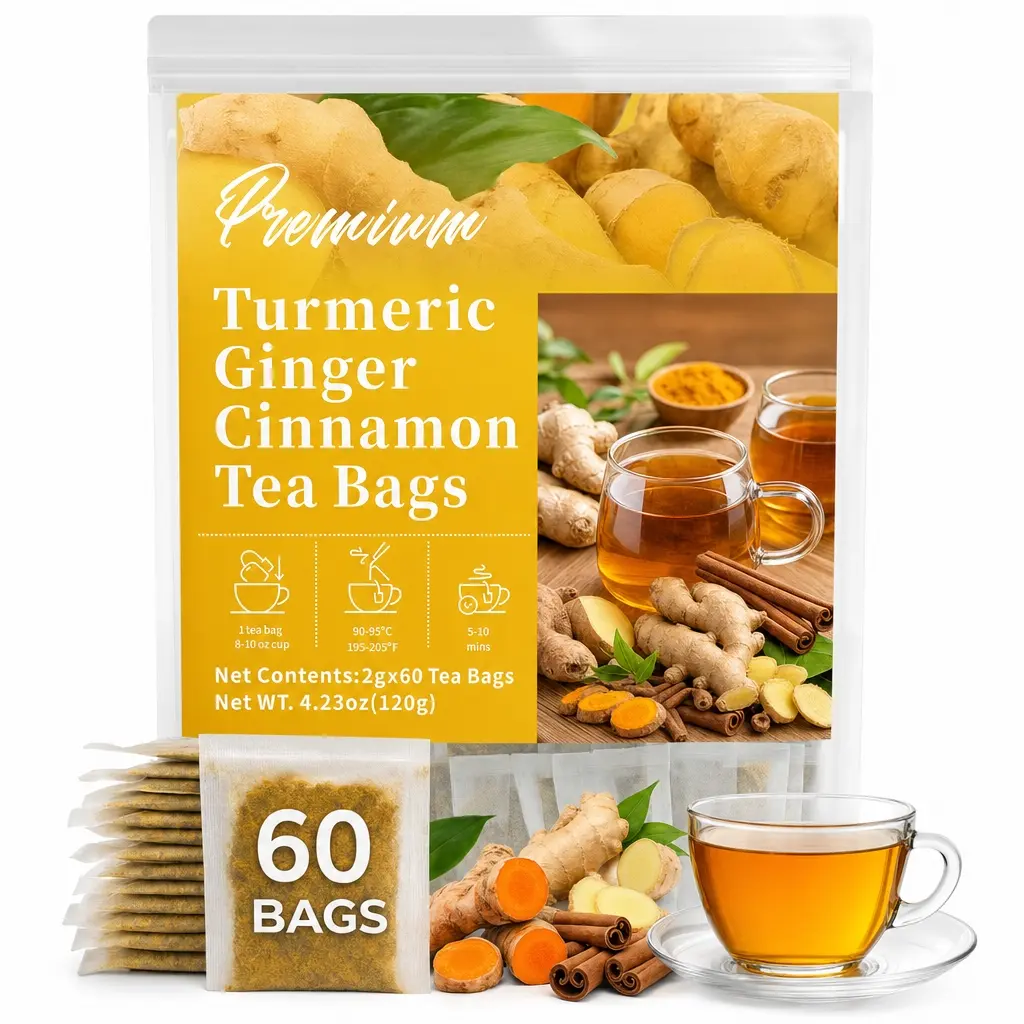 Turmeric Ginger Cinnamon Tea – Handmade Eco Bags | Caffeine-Free, Sugar-Free, Vegan
