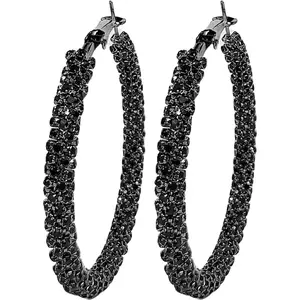 Multcolors Cubic Zirconia Hoop Earrings For Women Statement Oval Rhinestone Hoop Earrings 14K Gold Plated Chunky Hoop Earrings Dainty Lightweight Big Earrings Trendy Jewelry (55MM/45MM)