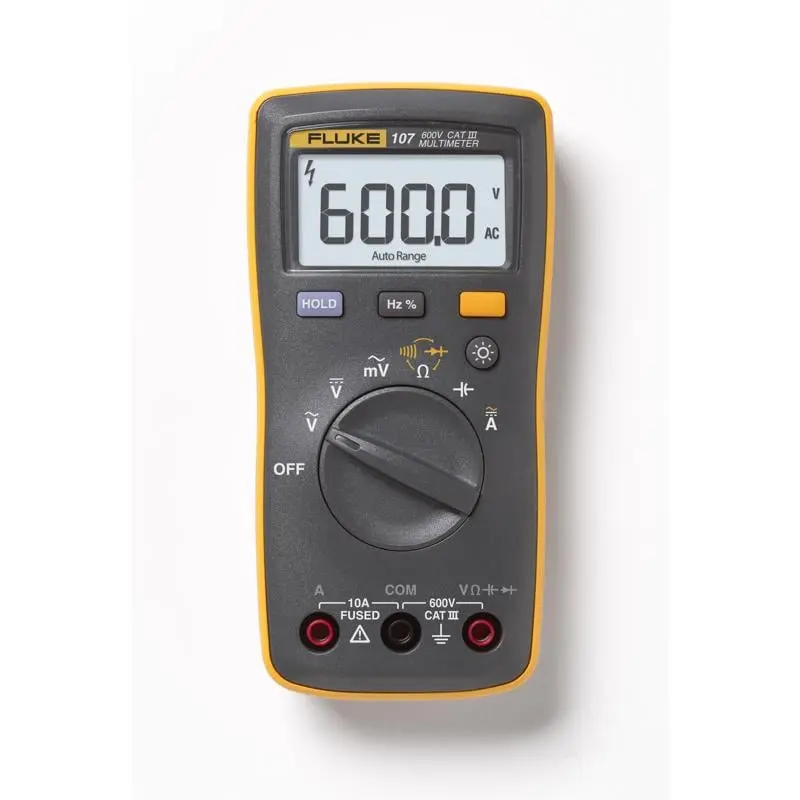 Fluke 3022419 107 600V LCD Multimeter, Yellow, Test Meter Multi Testers
