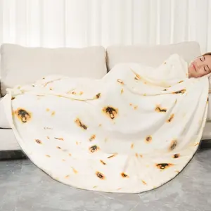 1pc Delicious Burrito Blanket, Super Large Realistic Mexican Burrito Fun Print Flannel Blanket, Soft Shawl for Sofa Bed Travel