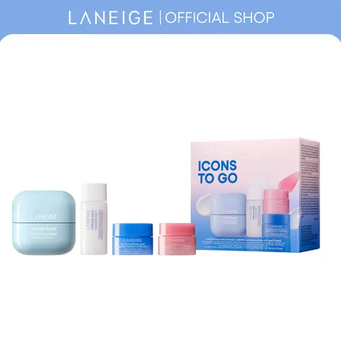 Laneige Icons To Go, Water Bank Blue Hyaluronic Cream Moisturizer Mini, Water Sleeping Mask, Lip Sleeping Mask Berry, Cream Skin Toner & Moisturizer Mini, Hyaluronic Acid, Korean Skincare