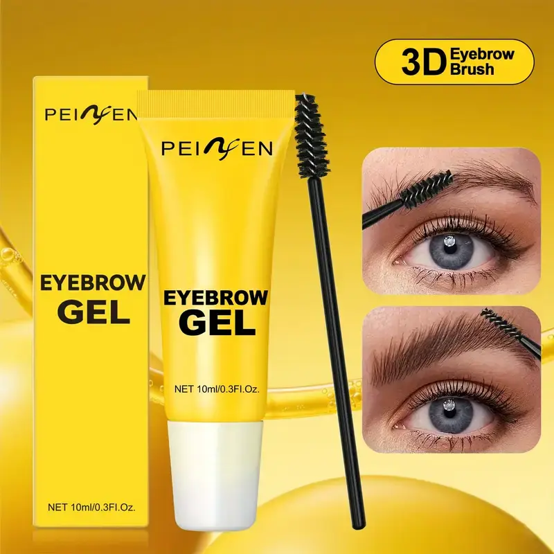 Transparent waterproof eyebrow styling gel with brush,long-lasting hold, suitable for all eyebrow types, clear brow shape, lightweight formula, a daily makeup essential