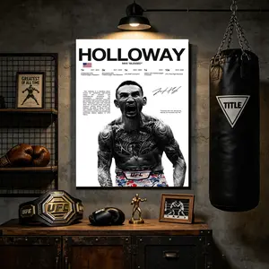 Max Holloway UFC Canvas Wall Art, MMA Fighter Motivation Poster, Combat Sports Gym Decor, Inspirational Champion Canvas Print for Home Gym Office Man Cave Bedroom Wall Decor