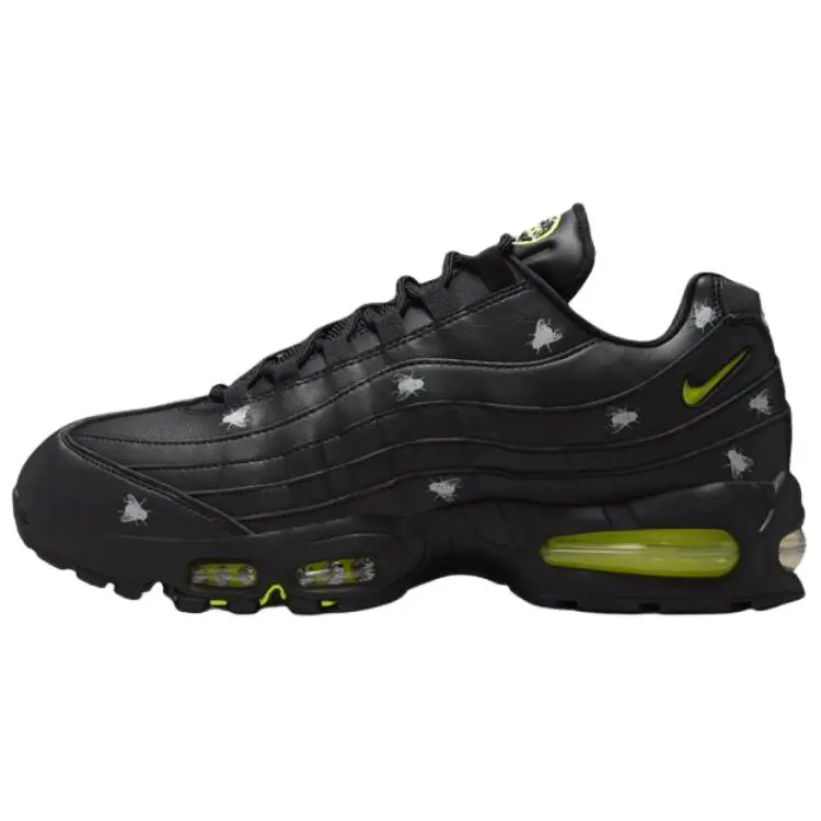 Nike Air Max 95 Premium 'Houseflies' Unisex Running Shoes - Lightweight, Responsive Cushioning, Breathable Mesh, Daily Wear - Black/White/Red, US M 10 - All Seasons Sports Sneakers