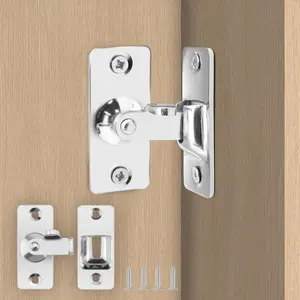 Stainless Steel 90 Degree Right Angle Door Latch Lock Sliding Flip Buckle for Bedroom Gate Cabinet
