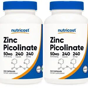 Nutricost Zinc Picolinate 50mg, 240 Vegetarian Capsules - Gluten Free and Non-GMO (240 Caps) (Pack of 2)