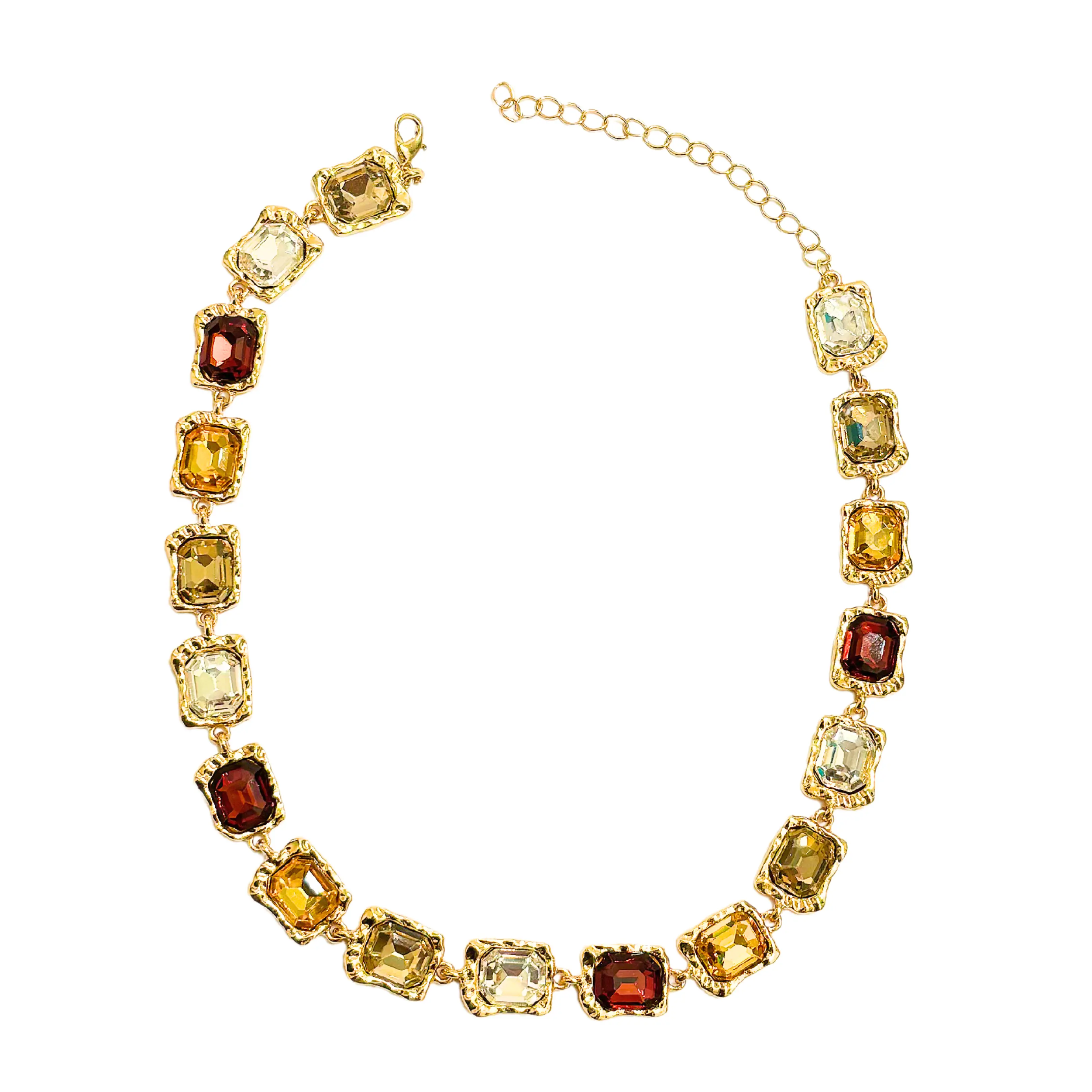 Statement Gold Sunset Gemstone Necklace
