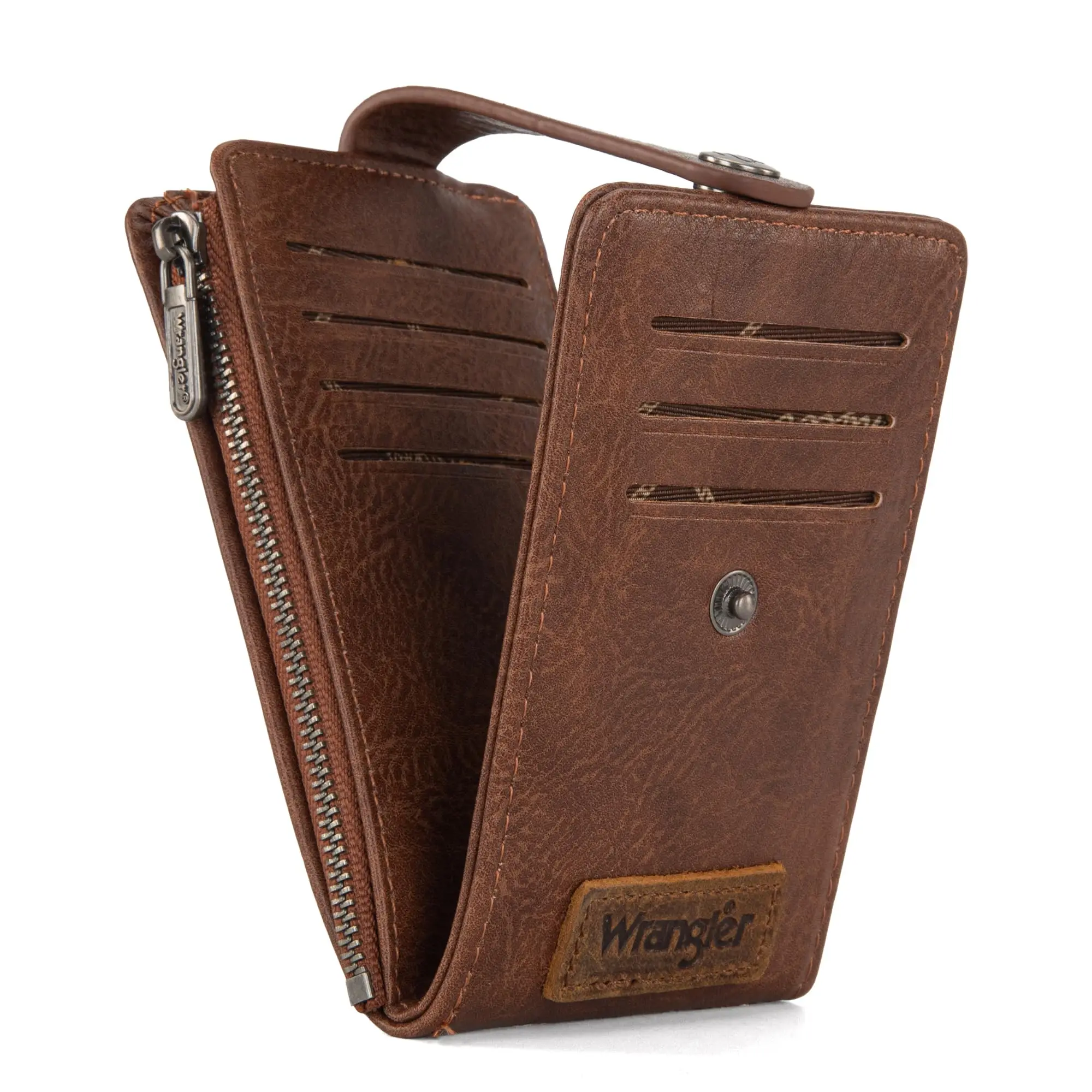 Wrangler Bifold Wallet Vintage Multi Credit Card Holder Slim Minimalist with Zipper