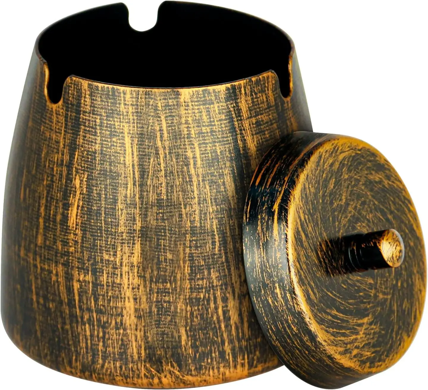 Small Retro Odorless Ashtray with Lid for Outdoor Rainproof,Metal Decorative Ashtray for Patio Outside Home Indoors Table Decor,Copper
