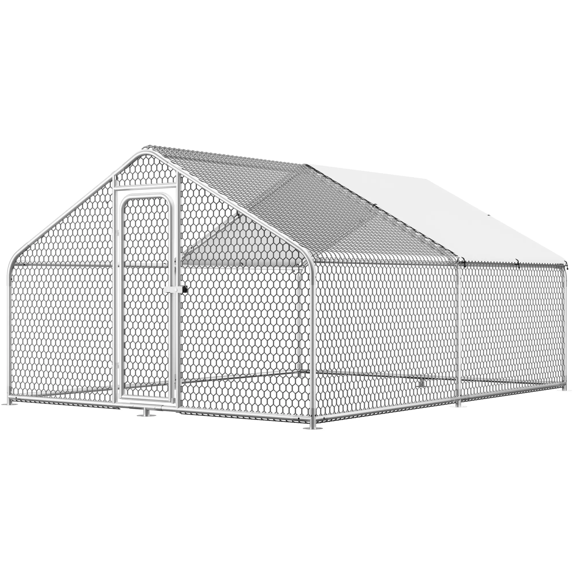 Large Metal Chicken Coop,13.1'L x 9.8'W x 6.6'H Chicken Run,Walk in Chicken Pen with Cover for Yard,Large Poultry Cage for Duck Rabbit, Large Space, Metal Build, Chicken Coop Enclosure, Outdoor Chicken Cage