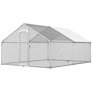 Large Metal Chicken Coop,13.1'L x 9.8'W x 6.6'H Chicken Run,Walk in Chicken Pen with Cover for Yard,Large Poultry Cage for Duck Rabbit, Large Space, Metal Build, Chicken Coop Enclosure, Outdoor Chicken Cage