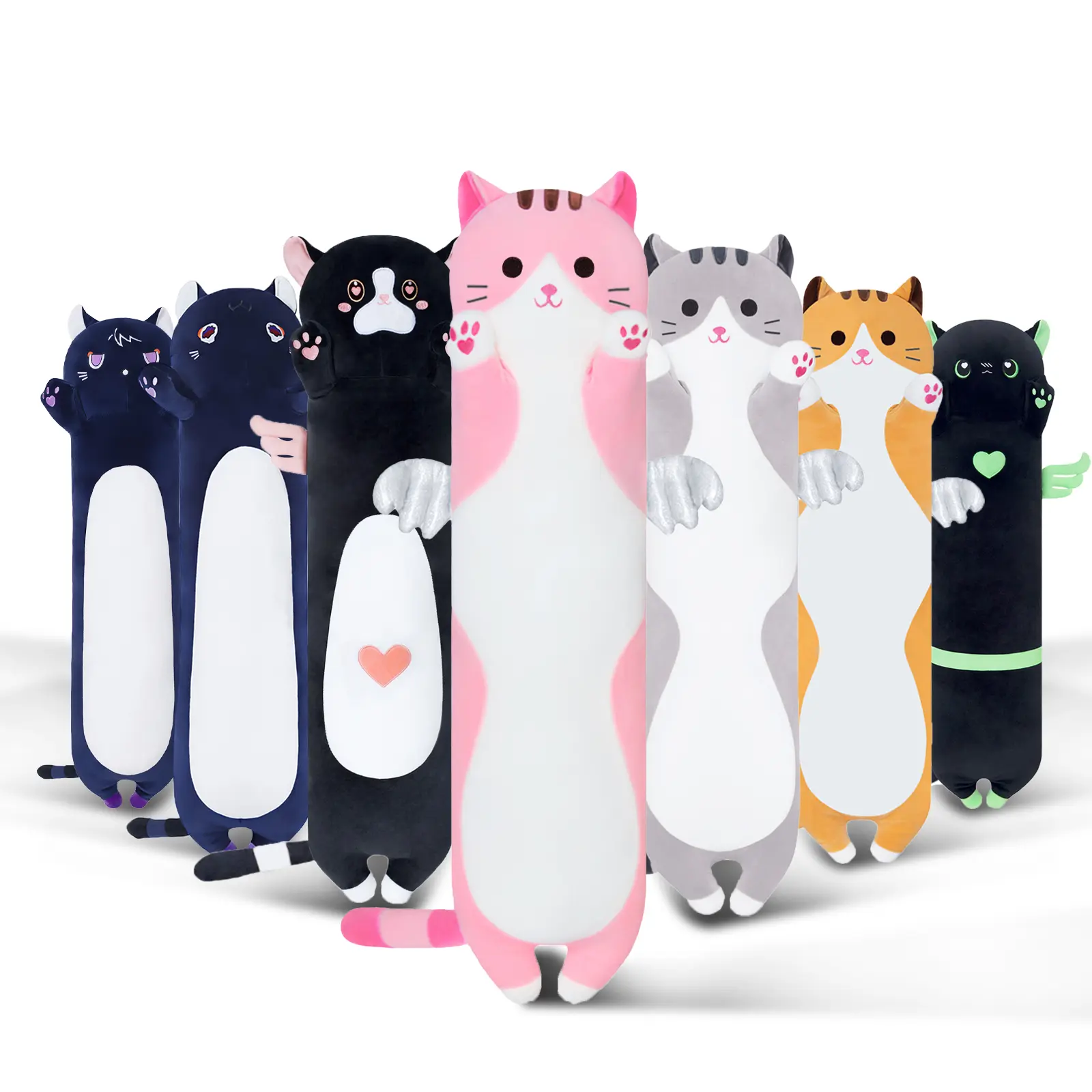 Snowolf Cute Long Cat Stuffed Toy Pillow - 19.7"-59" Sizes, Soft Comfortable Playful Whimsical Stuffed Cushion with Tail, Gift for Adults, Room Accessories Whimsical Room Decor (Snuggling Use) summerwins, Springtok Multipurpose