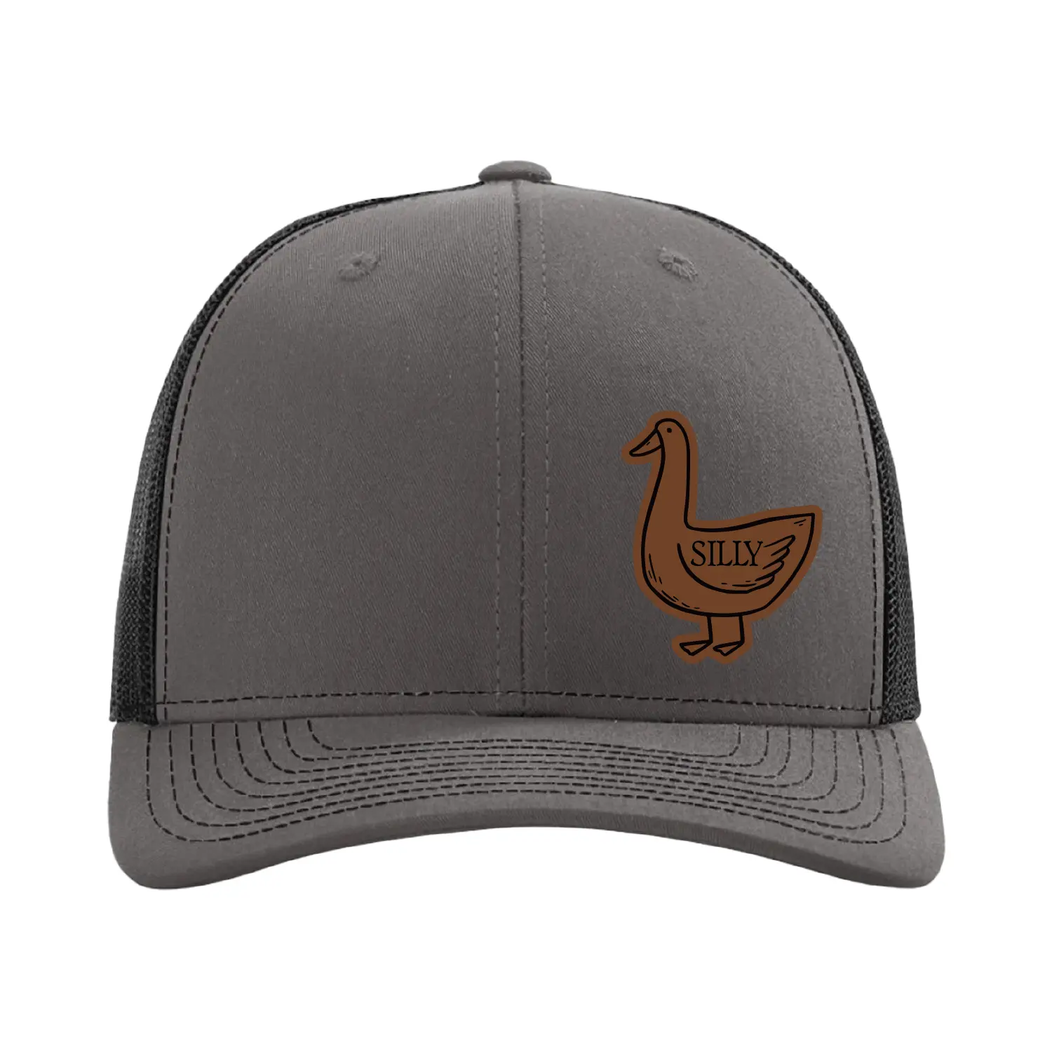Silly Goose Hat, Richardson 112 Trucker Hat, Funny Leather Patch Cap, Adjustable Humor Hat