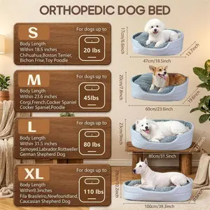 Ultra Soft Dog Bed for Small Medium Large Dogs, Washable Plush Pet Sofa Bed with Raised Edges, Cozy Calming Puppy Sleeping Mat for Indoor Use