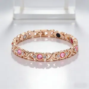 Mom gift，Adjustable Women's Energy Magnet Bracelet: Eco-Friendly Alloy Wristband Decorated with Diamonds, Blending Wellness & Fashion