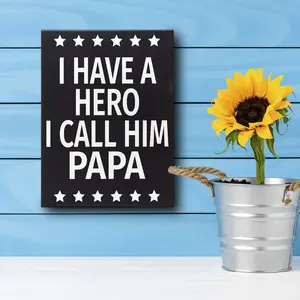 JennyGems Gift for Papa, I Have a Hero I Call Him Papa Wooden Sign, Papa Gifts, Shelf Decor and Wall Hanging, Made in USA