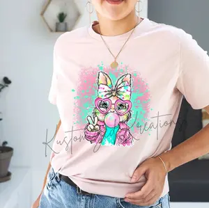 Bunny Easter Bubble • T-shirt Tee Shirt Comfortable Unisex Top Sublimation Casual Graphic Shirts Cute Bunny Rabbit Watercolor Adorable