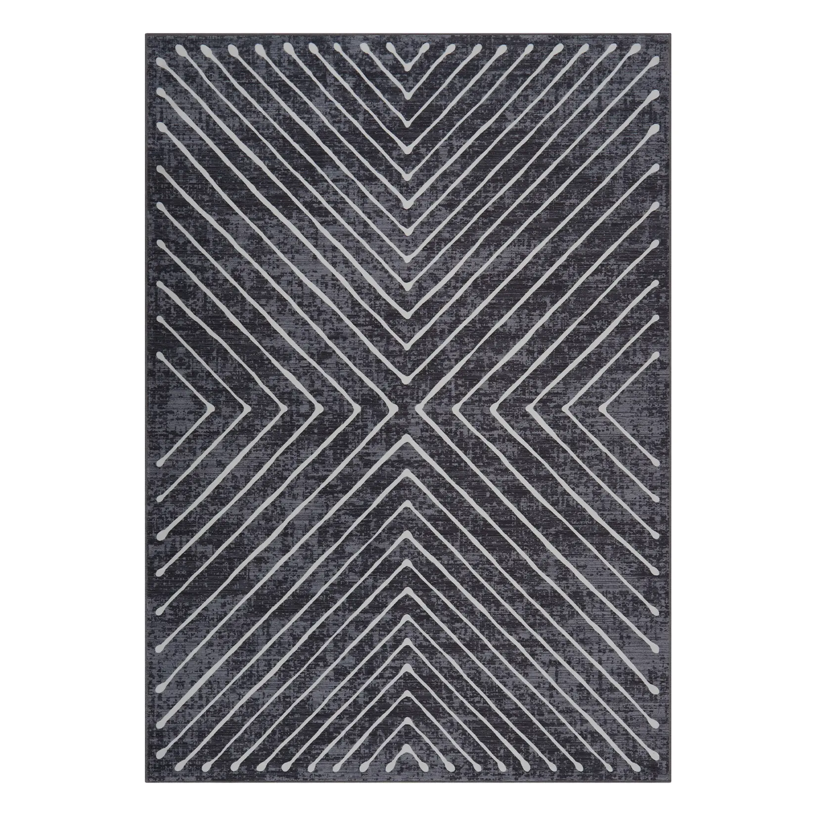 2-Piece Dark Grey Geometric Stripes Flat Weave Polyester Rectangular Runner Rugs, 6 ft Low Pile, Modern Machine Washable Durable for High-Traffic Hallways, Entryway, Flat Weave Rug