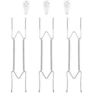 3 Pack Plate Hangers for Wall, Suitable for 10-14 inch Art Plate, Stainless Steel Invisible Heavy Duty Wire Plate Holder with Wall Hooks for Displaying Plates, Platter, Dish, Silver